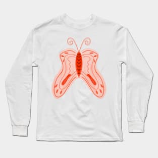 Red watercolor butterfly animals art Long Sleeve T-Shirt